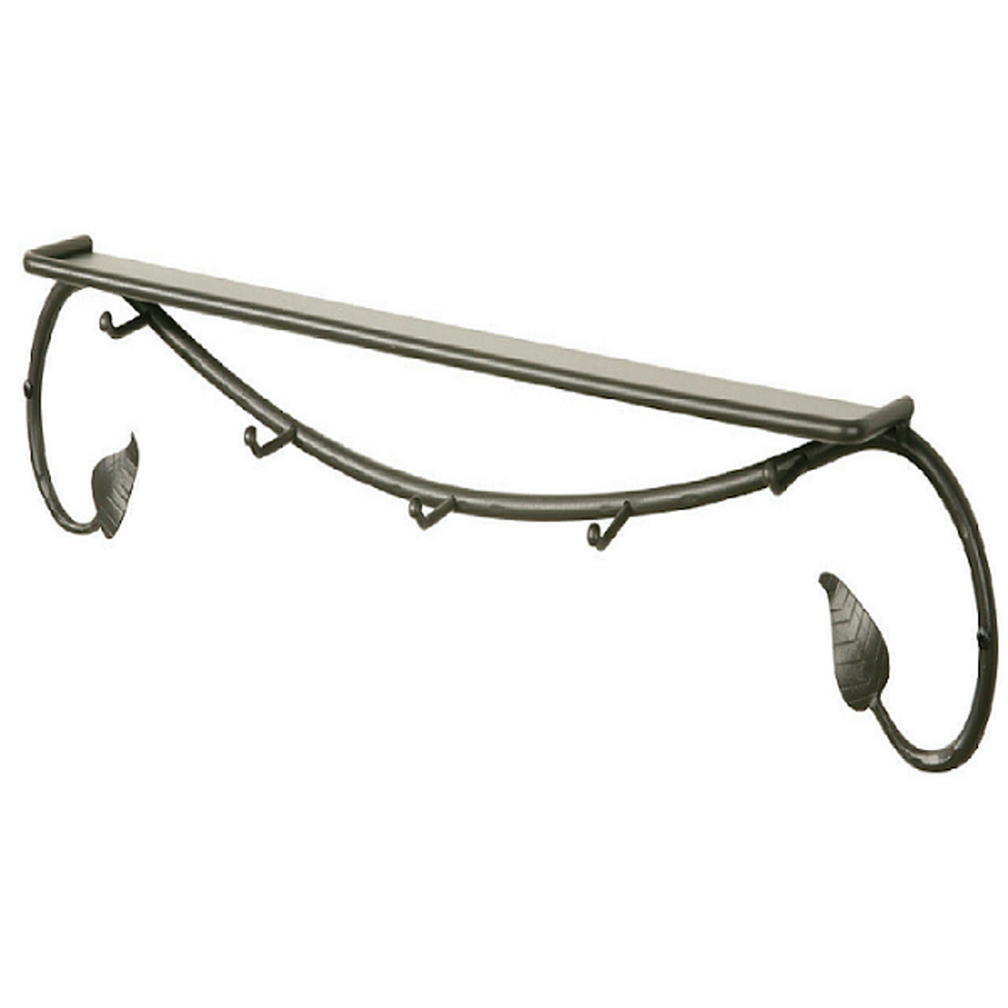 Stone County Ironworks Eden Isle 36" Burnished Gold Iron Wall Rack With Copper Iron Accent and Shelf
