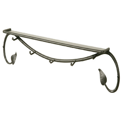 Stone County Ironworks Eden Isle 36" Burnished Gold Iron Wall Rack With Gold Iron Accent and Shelf
