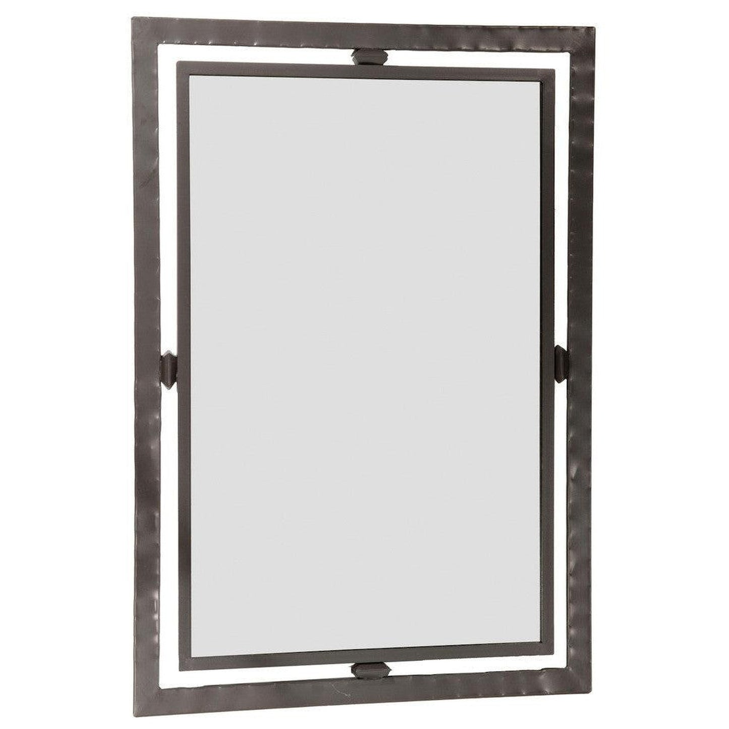 Stone County Ironworks Forest Hill 25" x 29" Small Burnished Gold Iron Wall Mirror With Copper Iron Accent