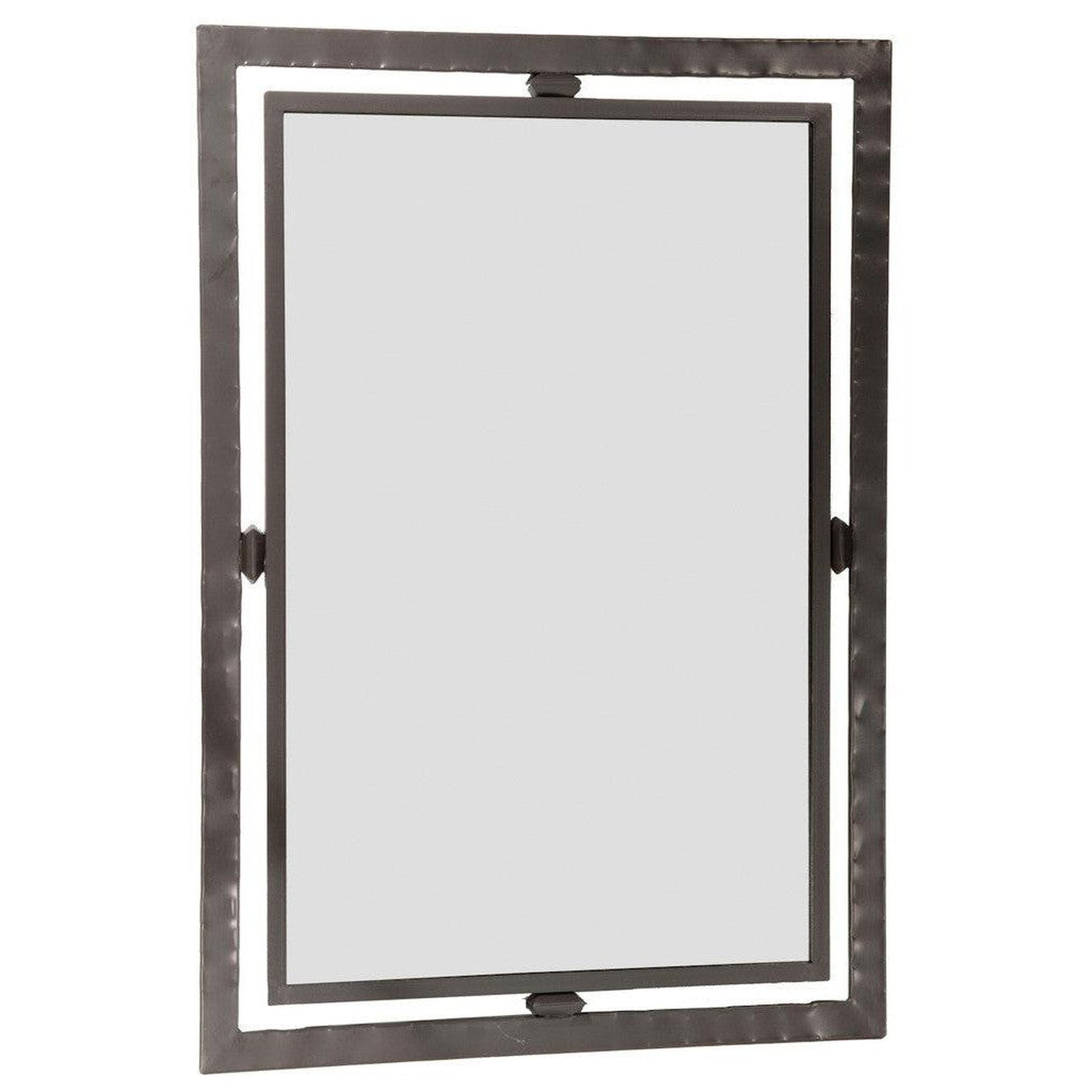 Stone County Ironworks Forest Hill 25" x 29" Small Chalk White Iron Wall Mirror With Gold Iron Accent