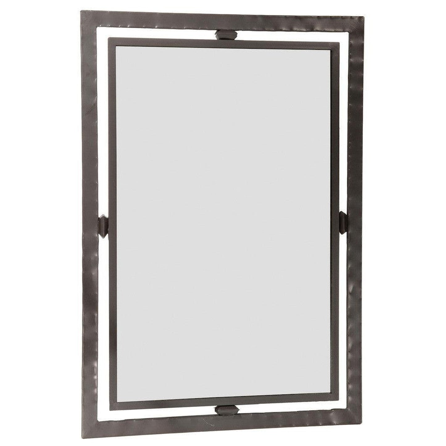 Stone County Ironworks Forest Hill 25" x 29" Small Chalk White Iron Wall Mirror With Pewter Iron Accent