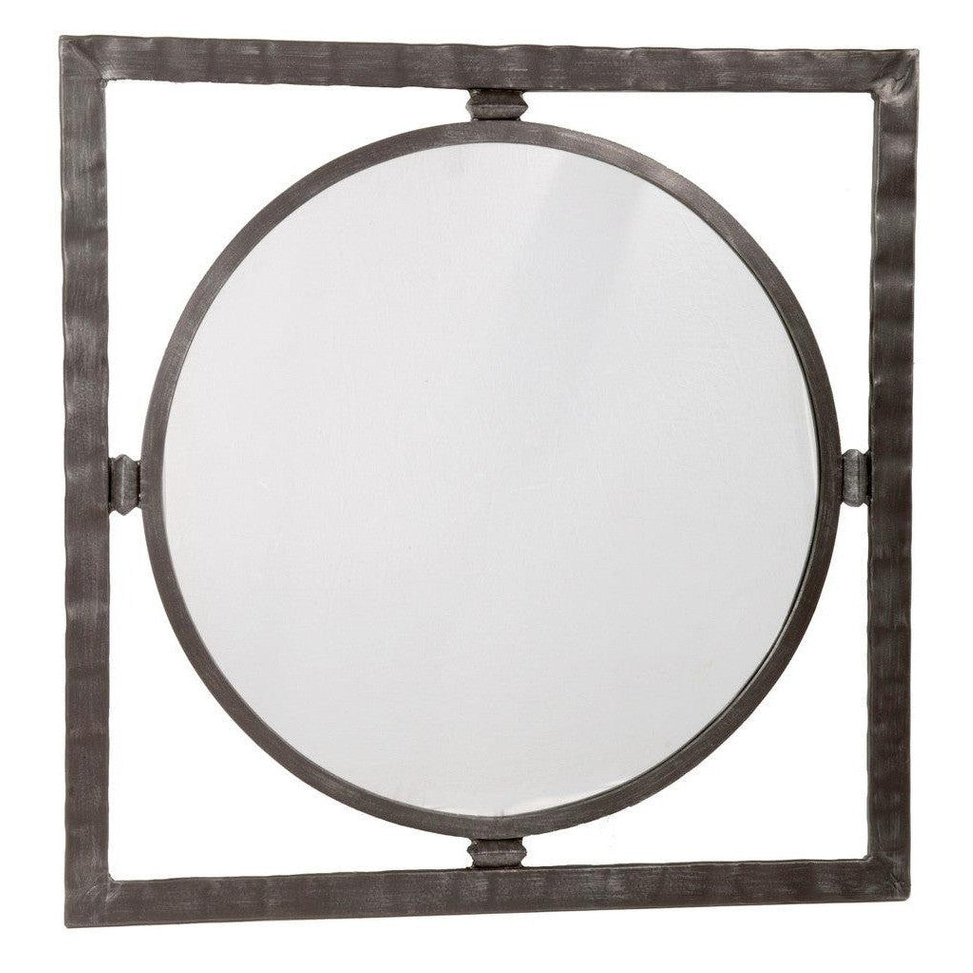 Stone County Ironworks Forest Hill 29" Small Hand Rubbed Bronze Round Iron Wall Mirror With Pewter Iron Accent