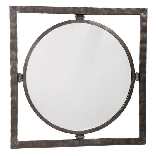 Stone County Ironworks Forest Hill 29" Small Woodland Brown Round Iron Wall Mirror With Gold Iron Accent