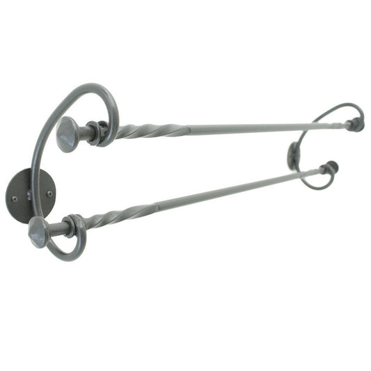 Stone County Ironworks French Country 16" Burnished Gold Iron Double Towel Bar With Copper Iron Accent