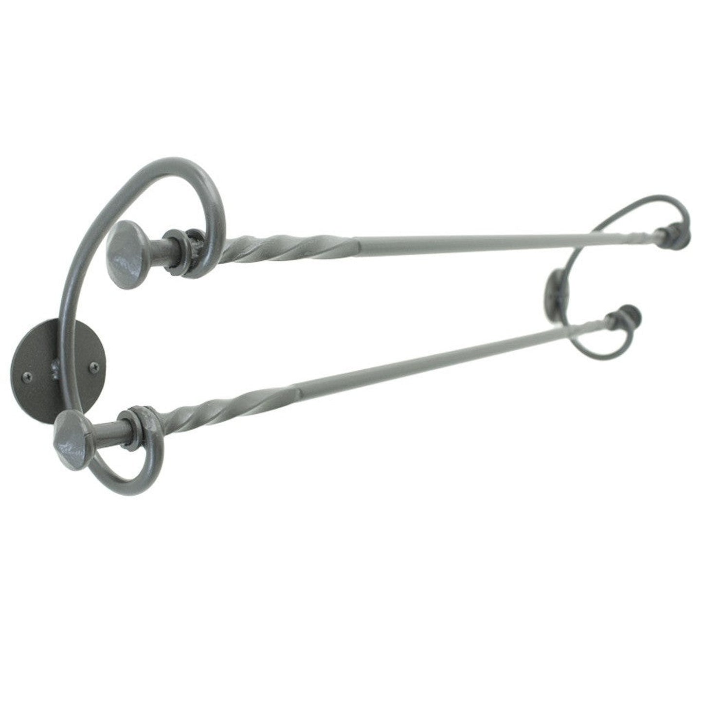 Stone County Ironworks French Country 16" Chalk White Iron Double Towel Bar With Pewter Iron Accent