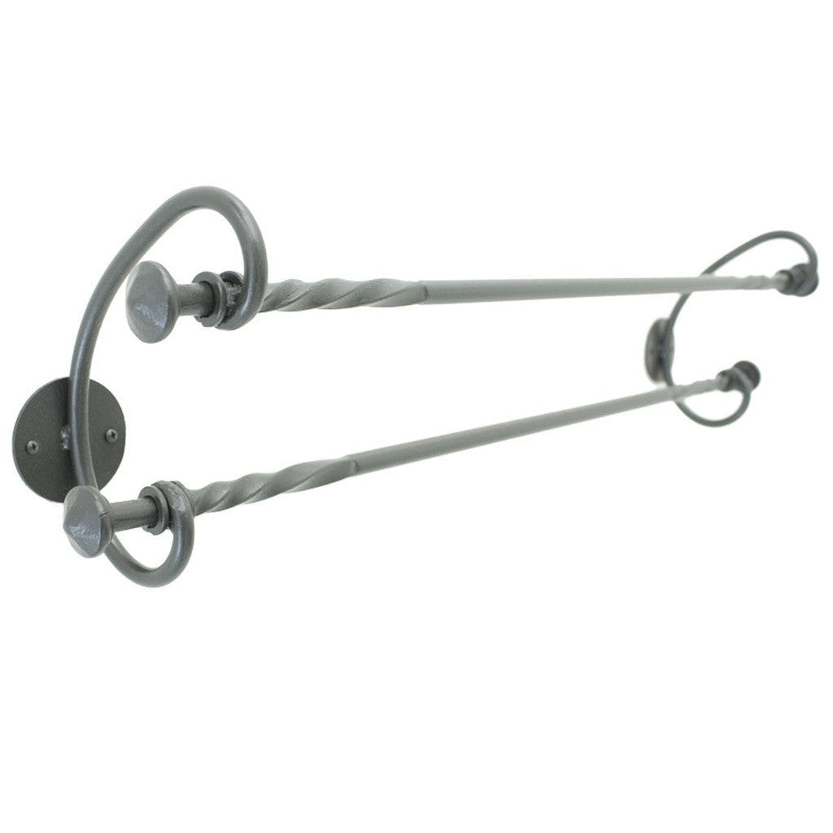 Stone County Ironworks French Country 32" Hand Rubbed Bronze Iron Double Towel Bar With Copper Iron Accent