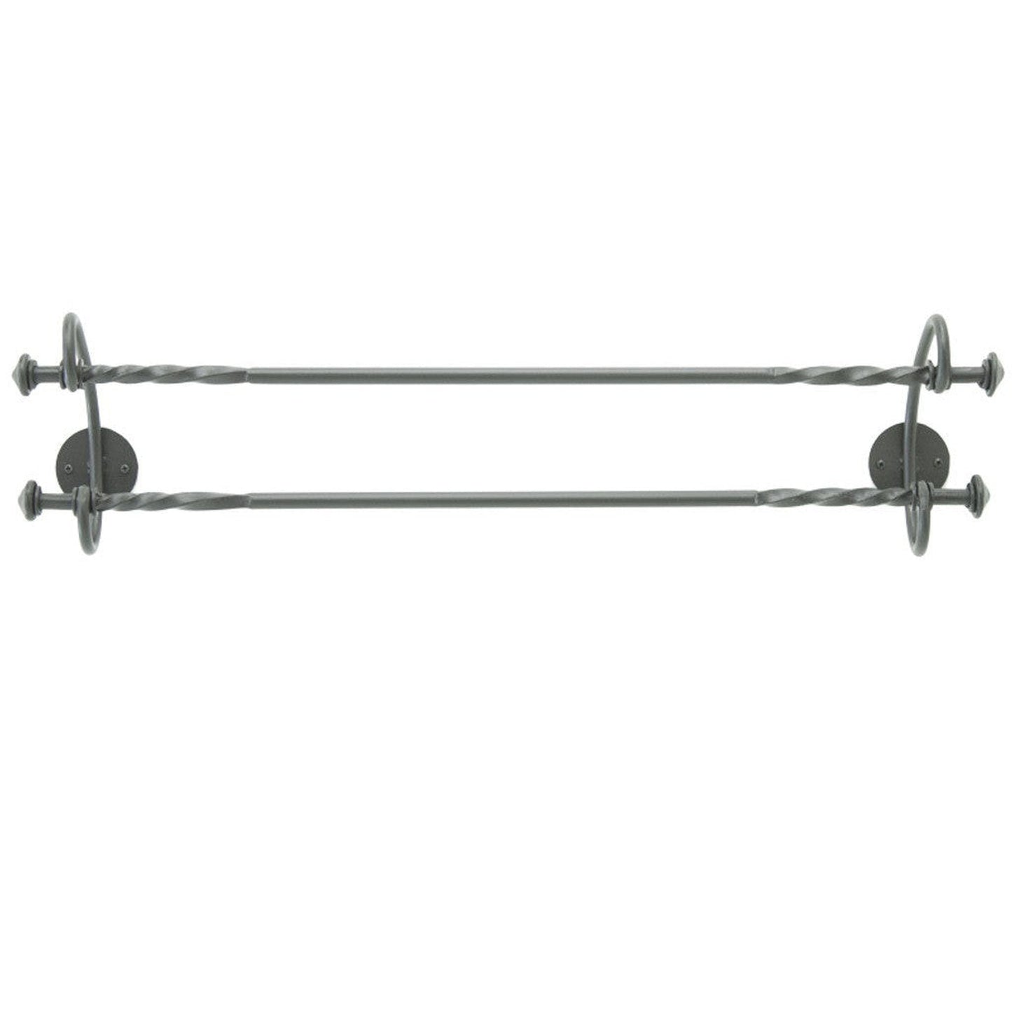 Stone County Ironworks French Country 32" Hand Rubbed Ivory Iron Double Towel Bar With Pewter Iron Accent