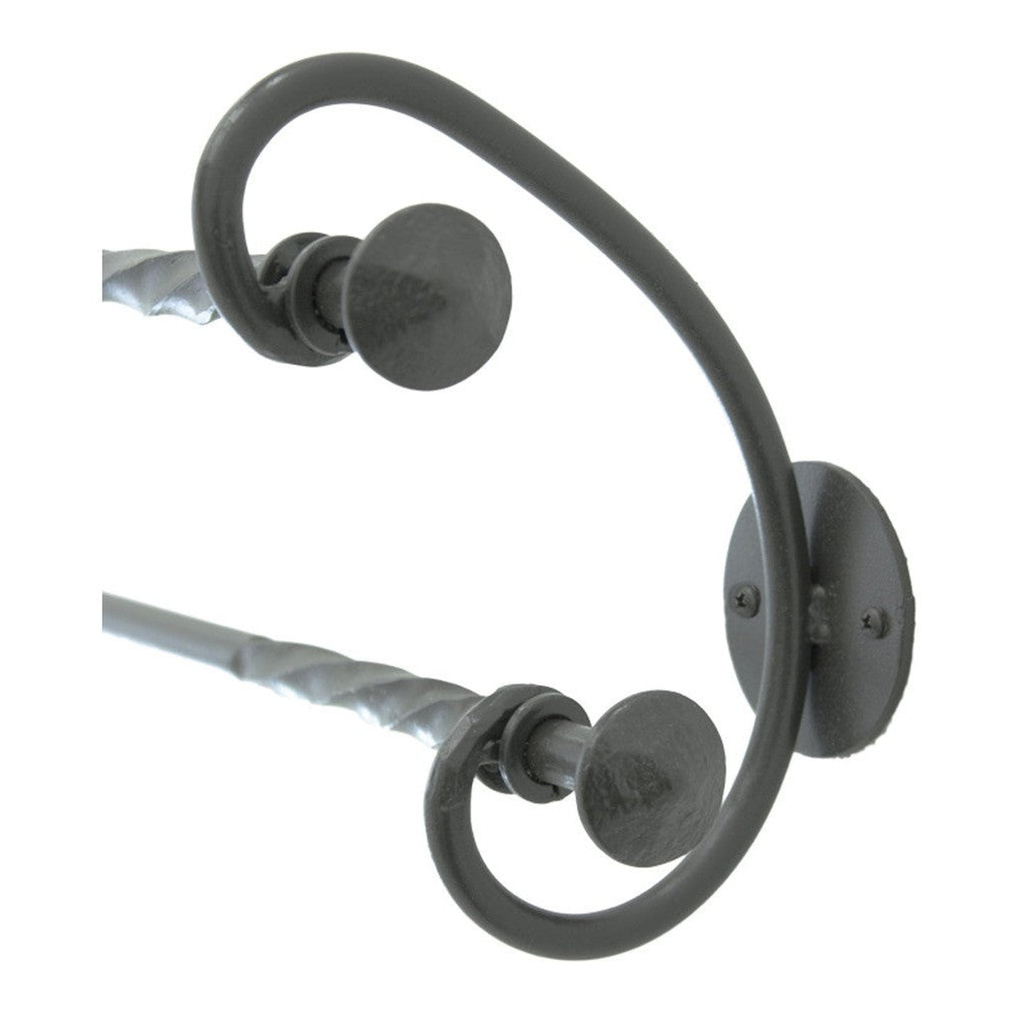 Stone County Ironworks French Country 32" Hand Rubbed Ivory Iron Double Towel Bar With Pewter Iron Accent