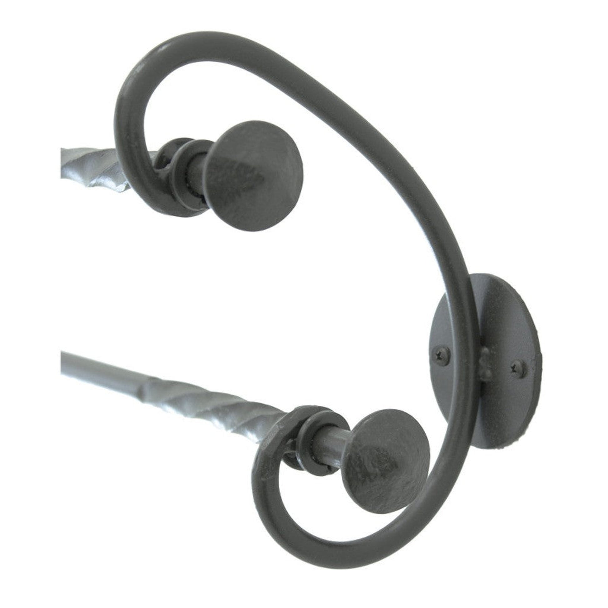 Stone County Ironworks French Country 32" Hand Rubbed Ivory Iron Double Towel Bar With Pewter Iron Accent