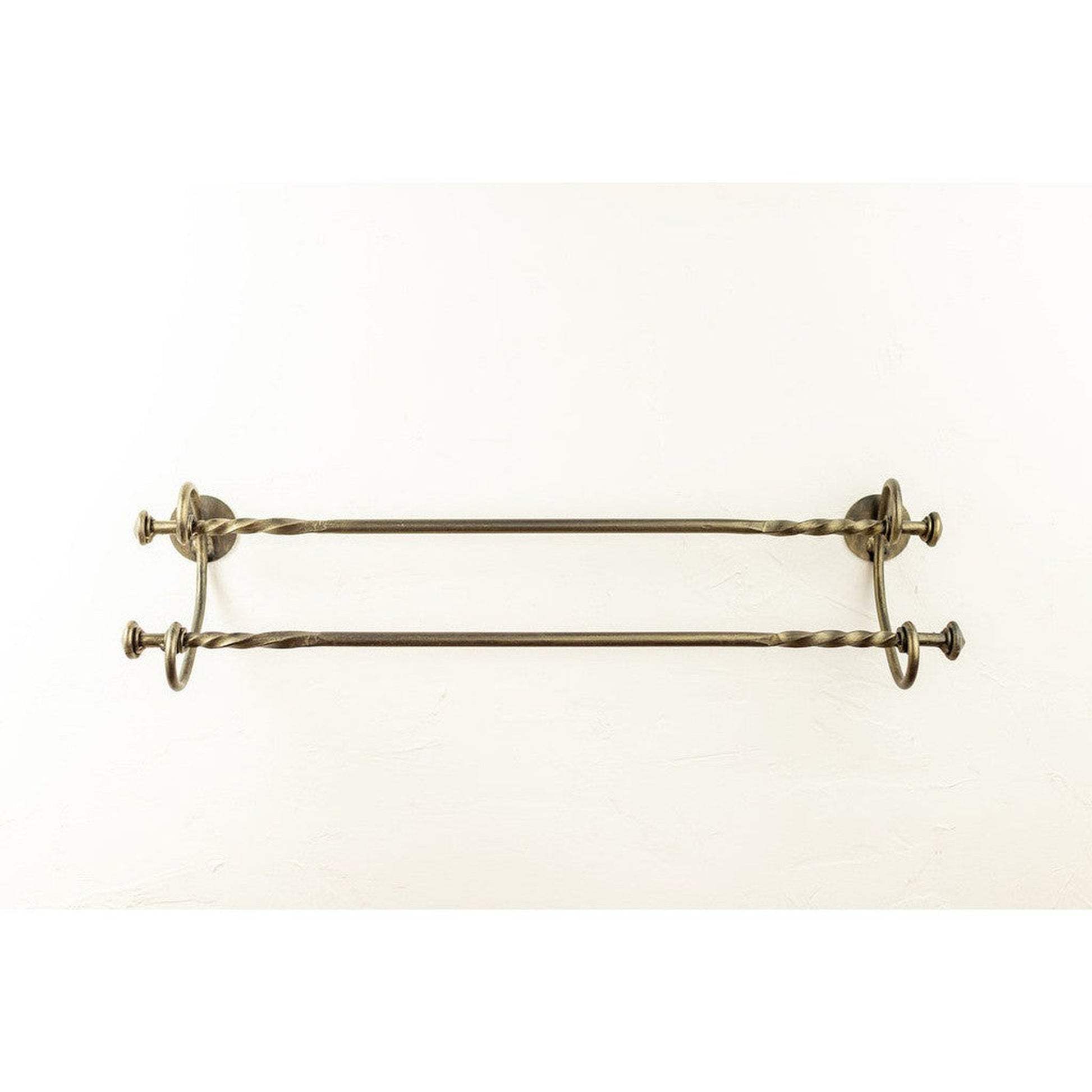 Stone County Ironworks French Country 32" Hand Rubbed Ivory Iron Double Towel Bar With Pewter Iron Accent