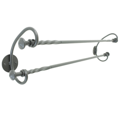 Stone County Ironworks French Country 32" Hand Rubbed Ivory Iron Double Towel Bar With Pewter Iron Accent