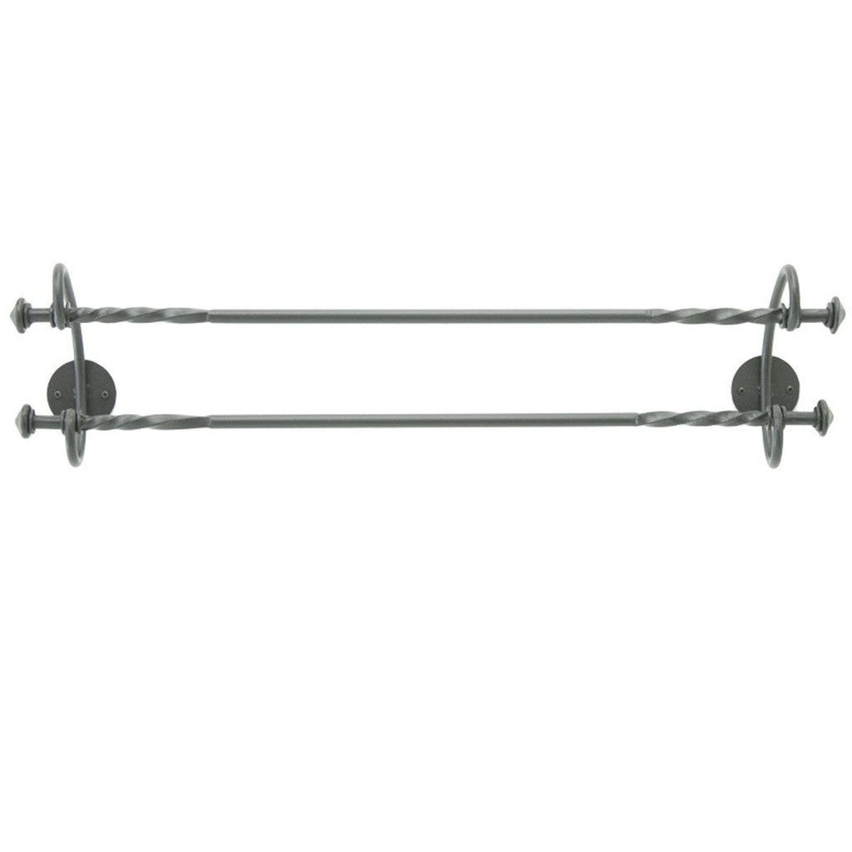 Stone County Ironworks French Country 32" Hand Rubbed Pewter Iron Double Towel Bar With Copper Iron Accent