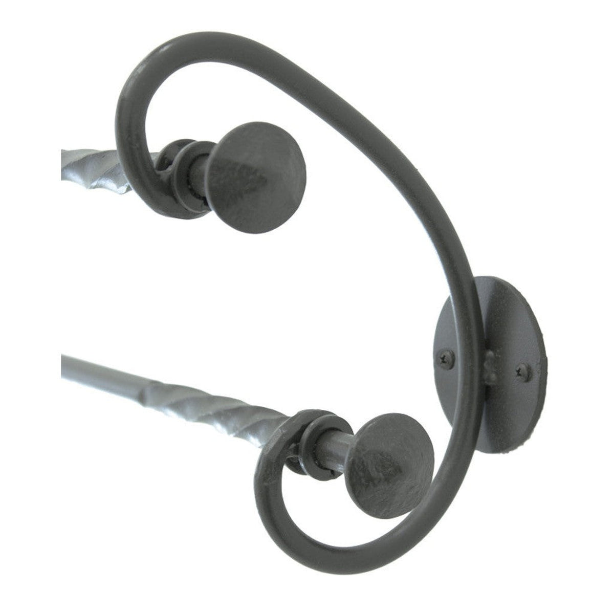 Stone County Ironworks French Country 32" Hand Rubbed Pewter Iron Double Towel Bar With Copper Iron Accent