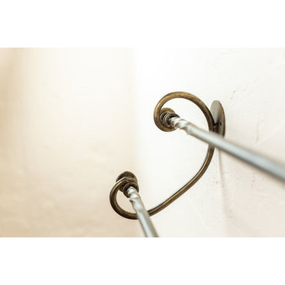 Stone County Ironworks French Country 32" Hand Rubbed Pewter Iron Double Towel Bar With Copper Iron Accent
