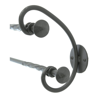 Stone County Ironworks French Country 32" Woodland Brown Iron Double Towel Bar With Copper Iron Accent