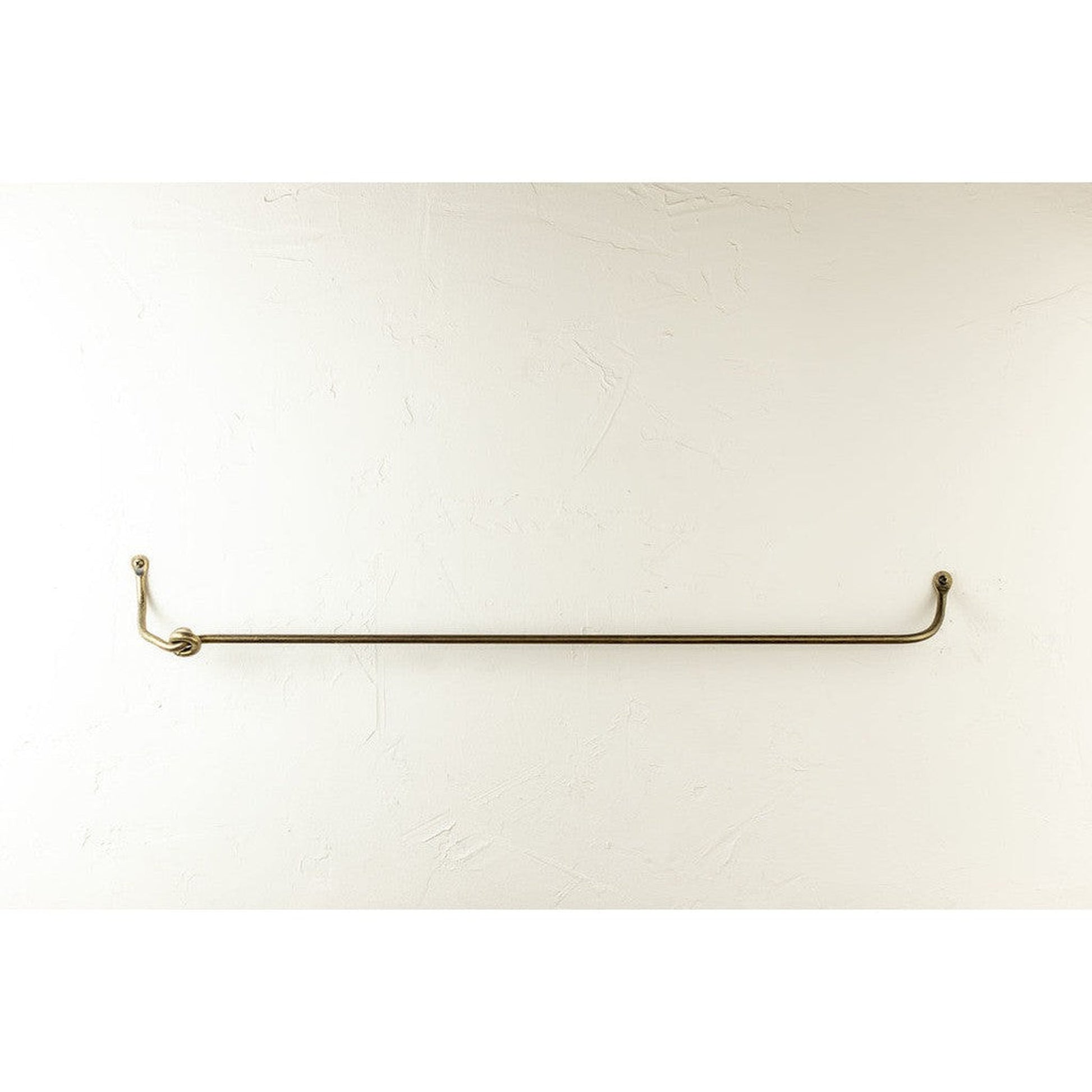 Stone County Ironworks Knot 16" Hand Rubbed Brass Iron Towel Bar With Pewter Iron Accent