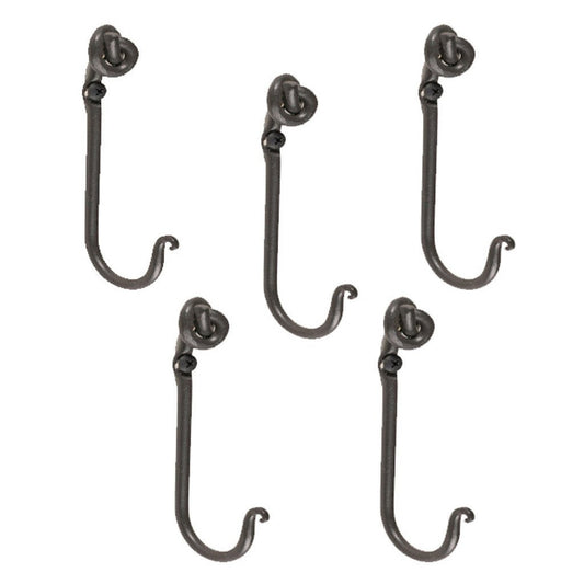 Stone County Ironworks Knot 5" 5-Piece Hand Rubbed Brass Iron Single Hook Set