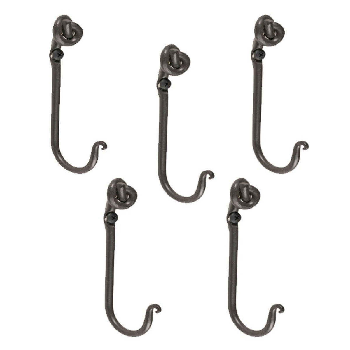 Stone County Ironworks Knot 5" 5-Piece Natural Black Iron Single Hook Set