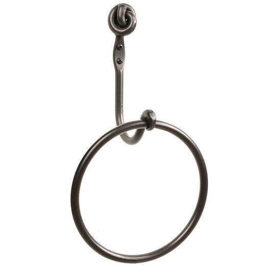 Stone County Ironworks Knot 7" Hand Rubbed Ivory Iron Towel Ring