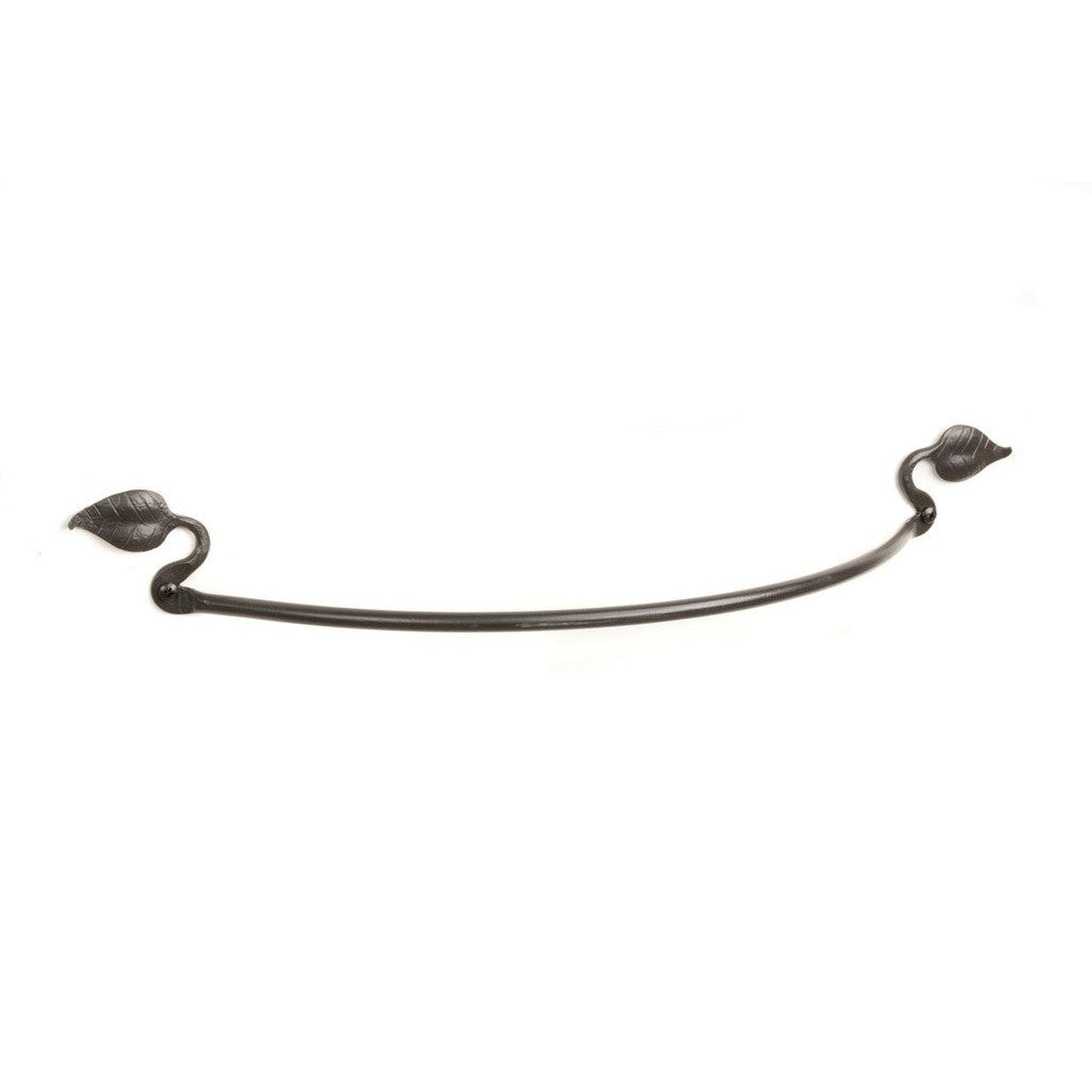 Stone County Ironworks Leaf 16" Burnished Gold Iron Towel Bar With Gold Iron Accent