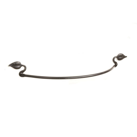 Stone County Ironworks Leaf 16" Hand Rubbed Bronze Iron Towel Bar With Gold Iron Accent