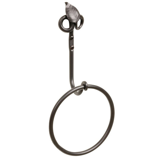 Stone County Ironworks Leaf 7" Natural Black Iron Towel Ring