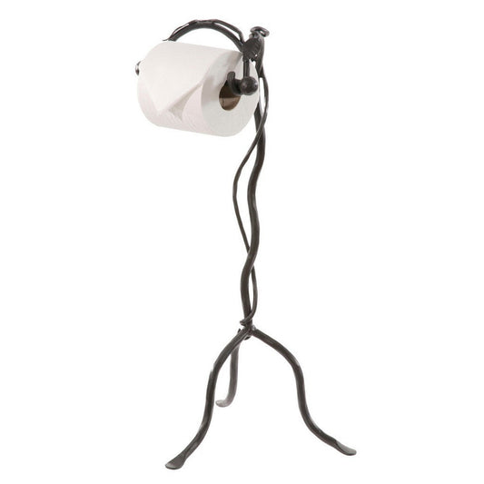 Stone County Ironworks Leaf 9" Hand Rubbed Bronze Standing Iron Toilet Tissue Holder