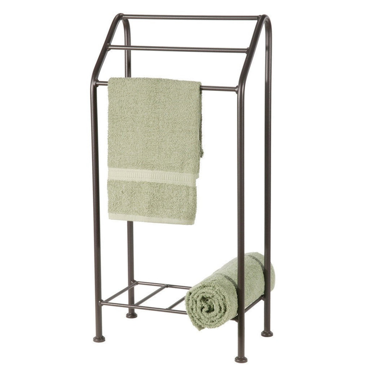 Stone County Ironworks Monticello 18" Natural Black Iron Towel Stand With Gold Iron Accent