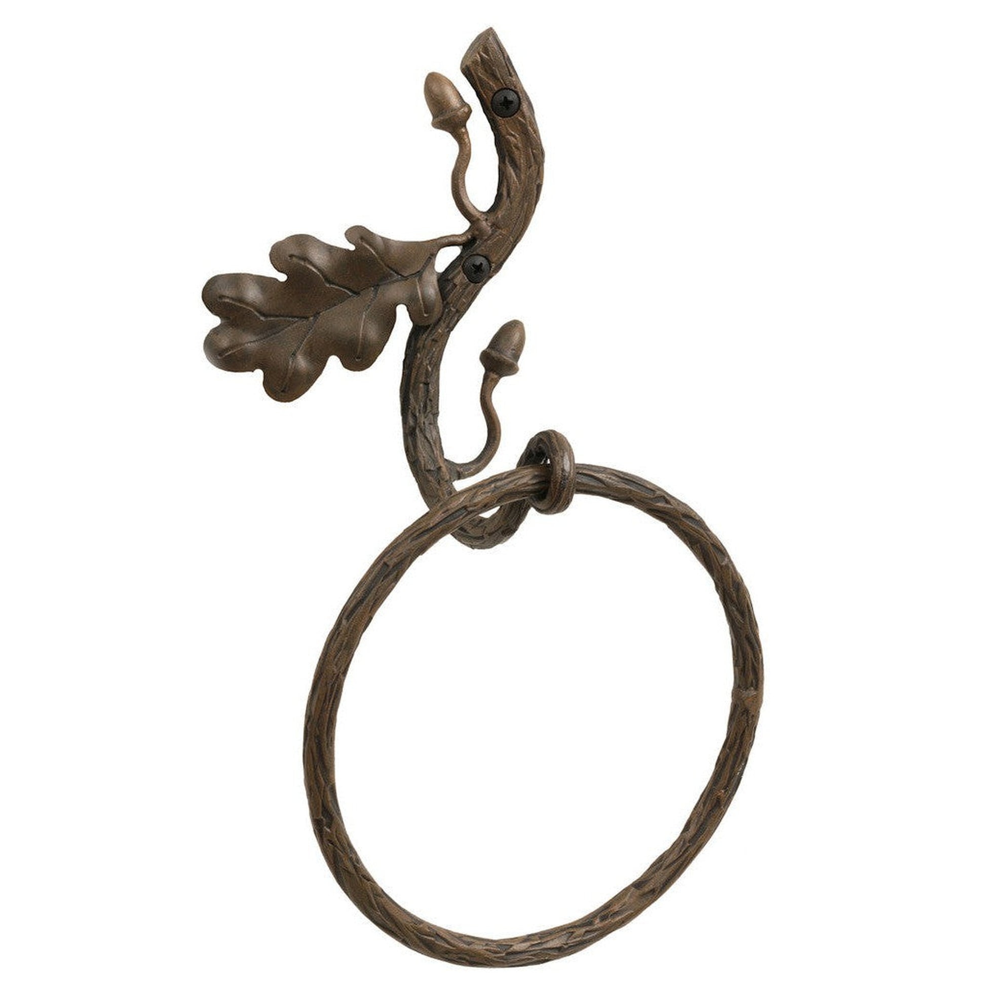 Stone County Ironworks Oakdale 6" Burnished Gold Iron Towel Ring With Gold Iron Accent