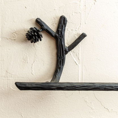 Stone County Ironworks Pine 16" Hand Rubbed Ivory Iron Towel Bar With Gold Iron Accent