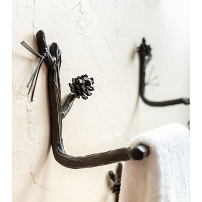 Stone County Ironworks Pine 16" Hand Rubbed Ivory Iron Towel Bar With Gold Iron Accent