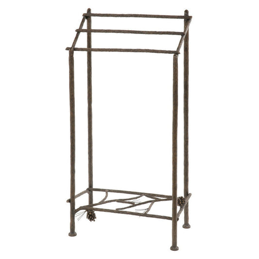 Stone County Ironworks Pine 18" Hand Rubbed Pewter Iron Towel Stand With Gold Iron Accent