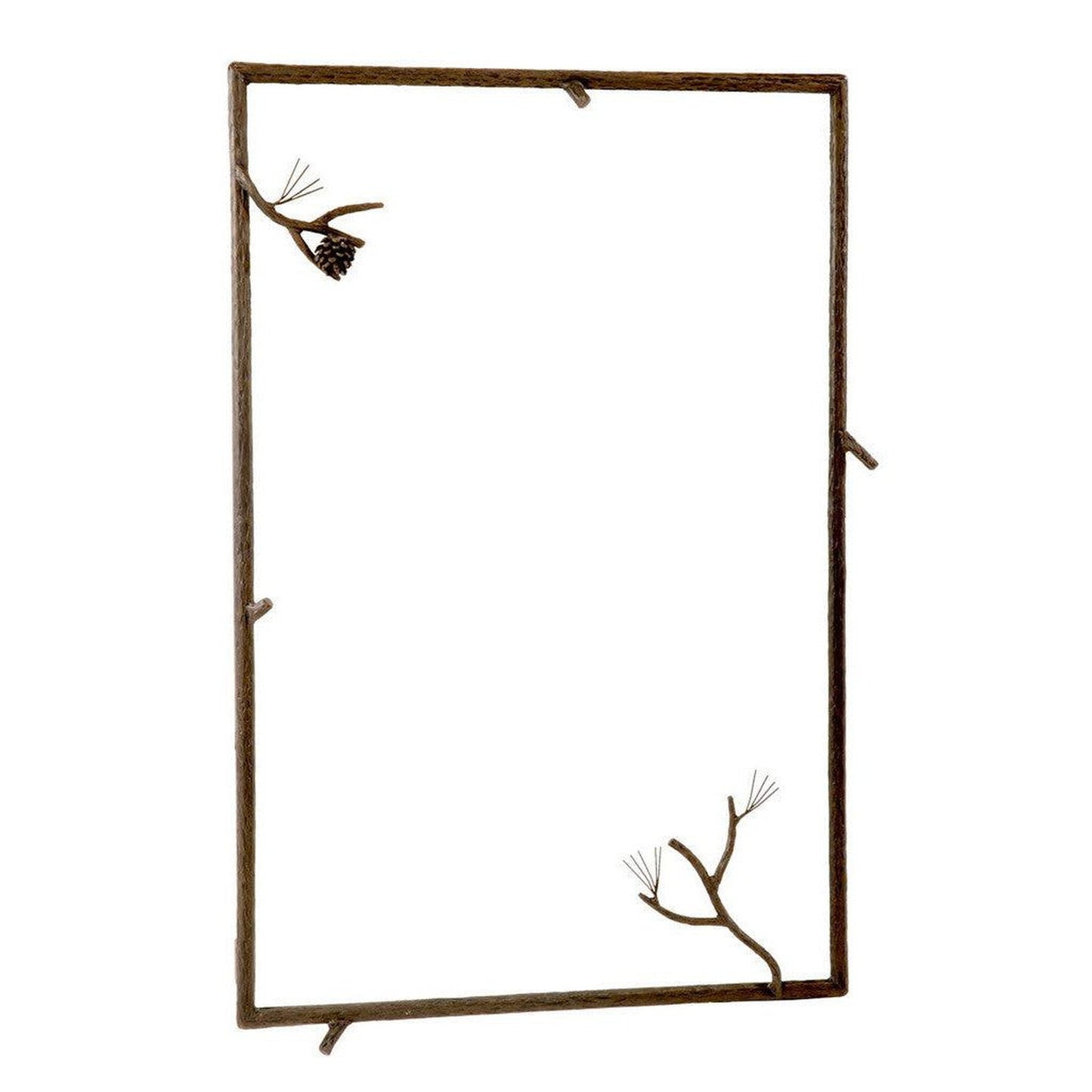 Stone County Ironworks Pine 25" x 21" Small Woodland Brown Iron Wall Mirror