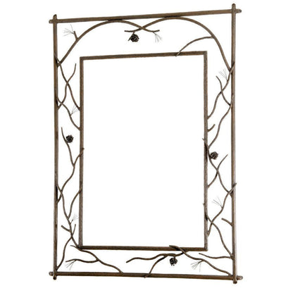 Stone County Ironworks Pine 29" x 35" Small Burnished Gold Branched Iron Wall Mirror With Gold Iron Accent