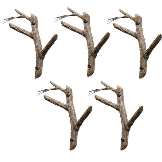 Stone County Ironworks Pine 6" 5-Piece Hand Rubbed Bronze Iron Double Hook Set