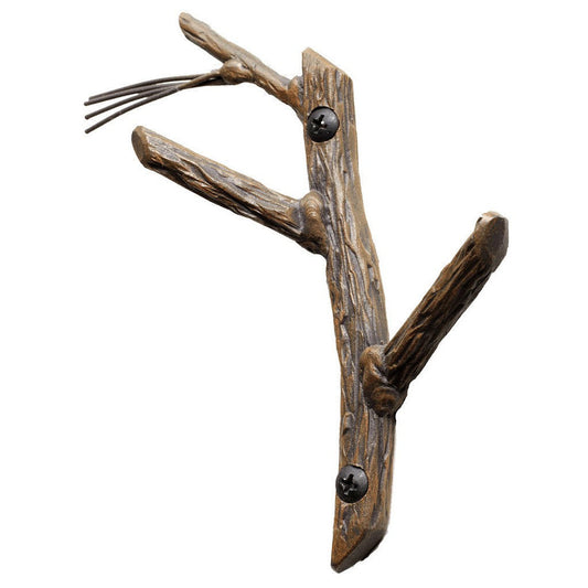 Stone County Ironworks Pine 6" Natural Black Iron Double Hook With Gold Iron Accent