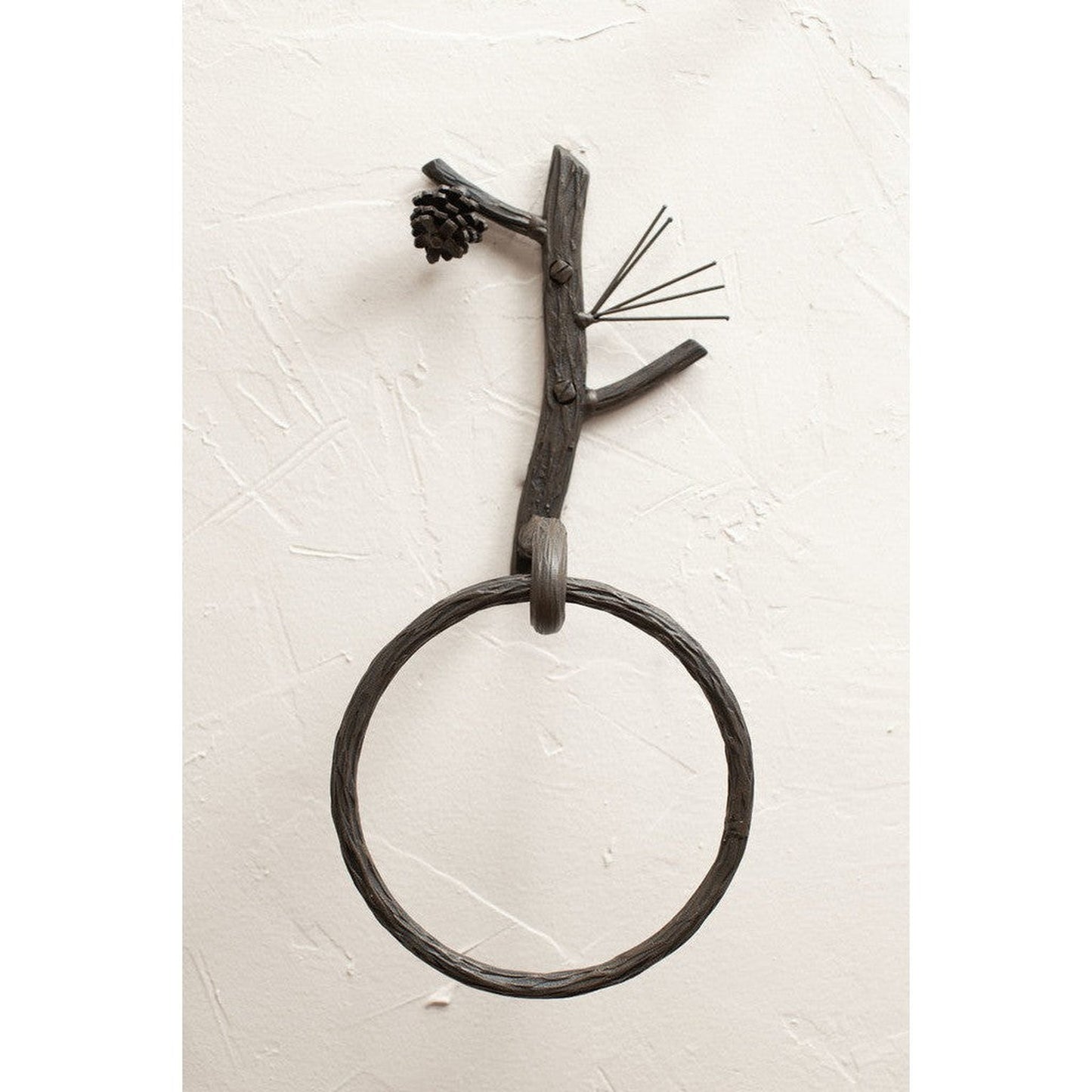 Stone County Ironworks Pine 7" Hand Rubbed Pewter Iron Towel Ring