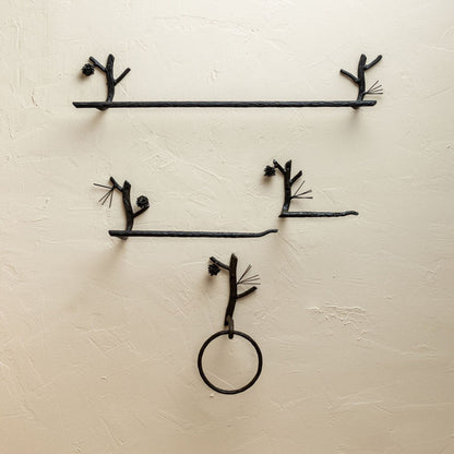 Stone County Ironworks Pine 7" Hand Rubbed Pewter Iron Towel Ring