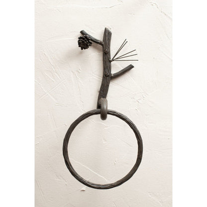 Stone County Ironworks Pine 7" Satin Black Iron Towel Ring
