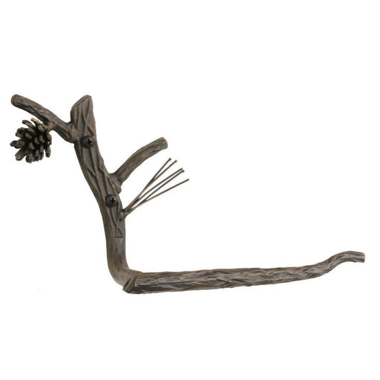Stone County Ironworks Pine 9" Hand Rubbed Pewter Iron Toilet Tissue Holder With Copper Iron Accent