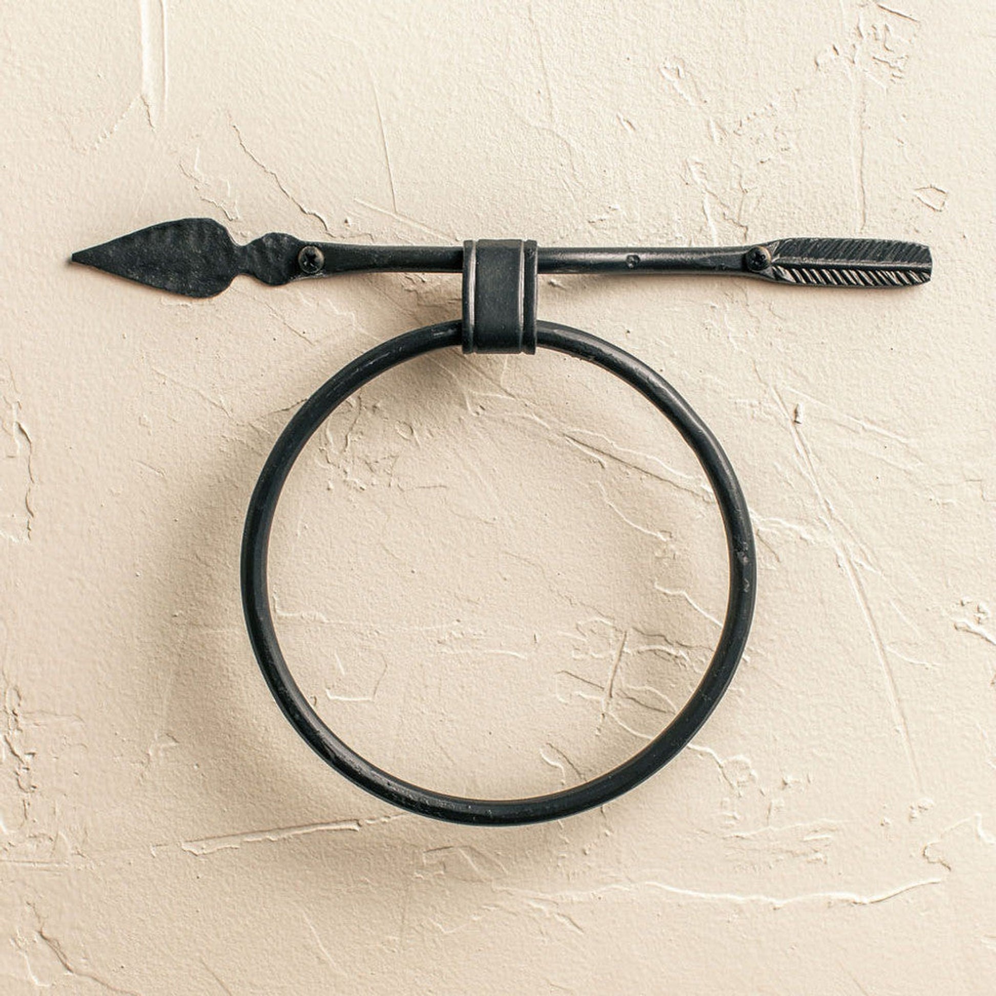 Stone County Ironworks Quapaw 12" Chalk White Iron Towel Ring