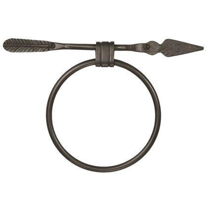 Stone County Ironworks Quapaw 12" Hand Rubbed Pewter Iron Towel Ring With Copper Iron Accent