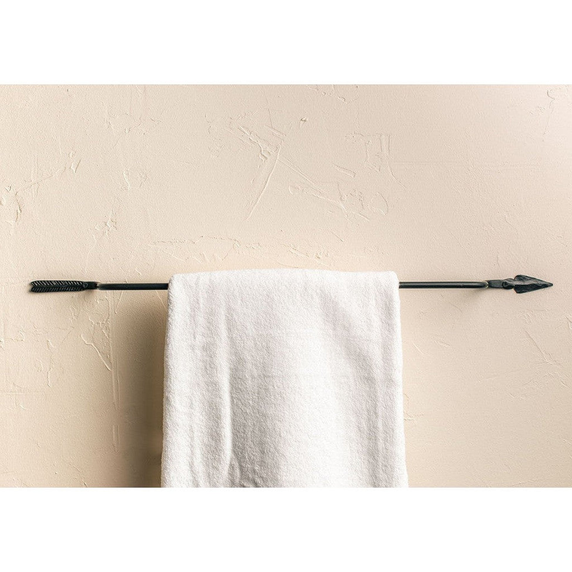 Stone County Ironworks Quapaw 16" Burnished Gold Iron Towel Bar With Pewter Iron Accent
