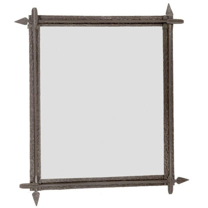 Stone County Ironworks Quapaw 28" x 32" Small Chalk White Iron Wall Mirror With Pewter Iron Accent