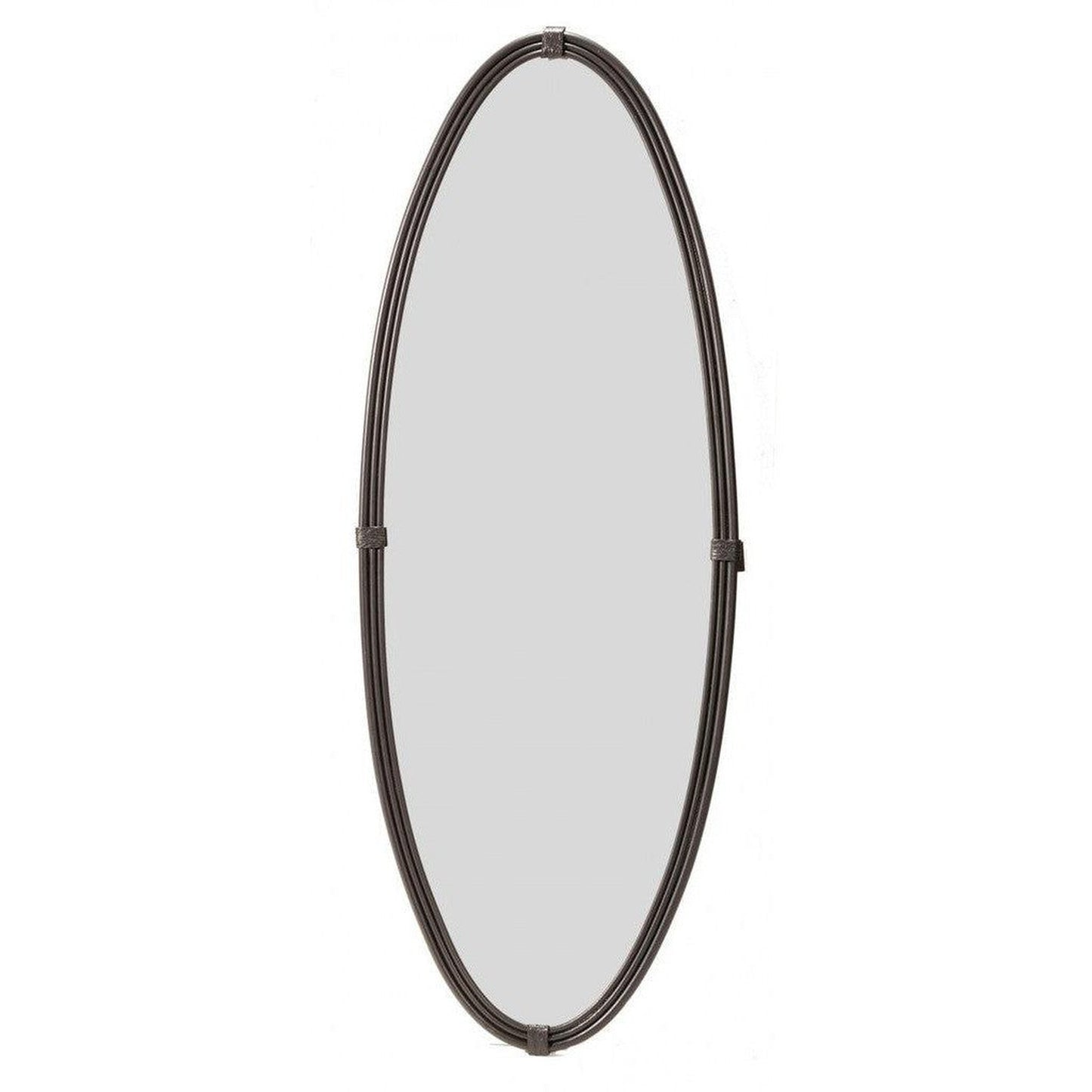 Stone County Ironworks Queensbury 19" Large Chalk White Oval Iron Wall Mirror