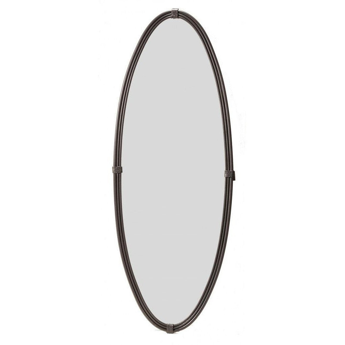 Stone County Ironworks Queensbury 19" Large Hand Rubbed Pewter Oval Iron Wall Mirror