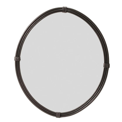 Stone County Ironworks Queensbury 19" Large Hand Rubbed Pewter Oval Iron Wall Mirror With Gold Iron Accent