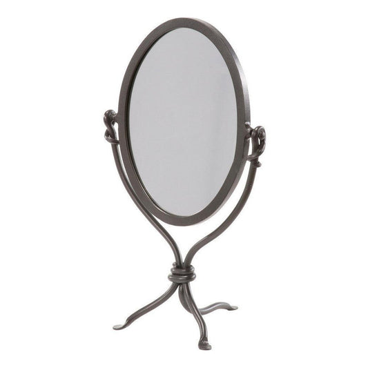Stone County Ironworks Queensbury 22" Chalk White Iron Standing Mirror With Copper Iron Accent