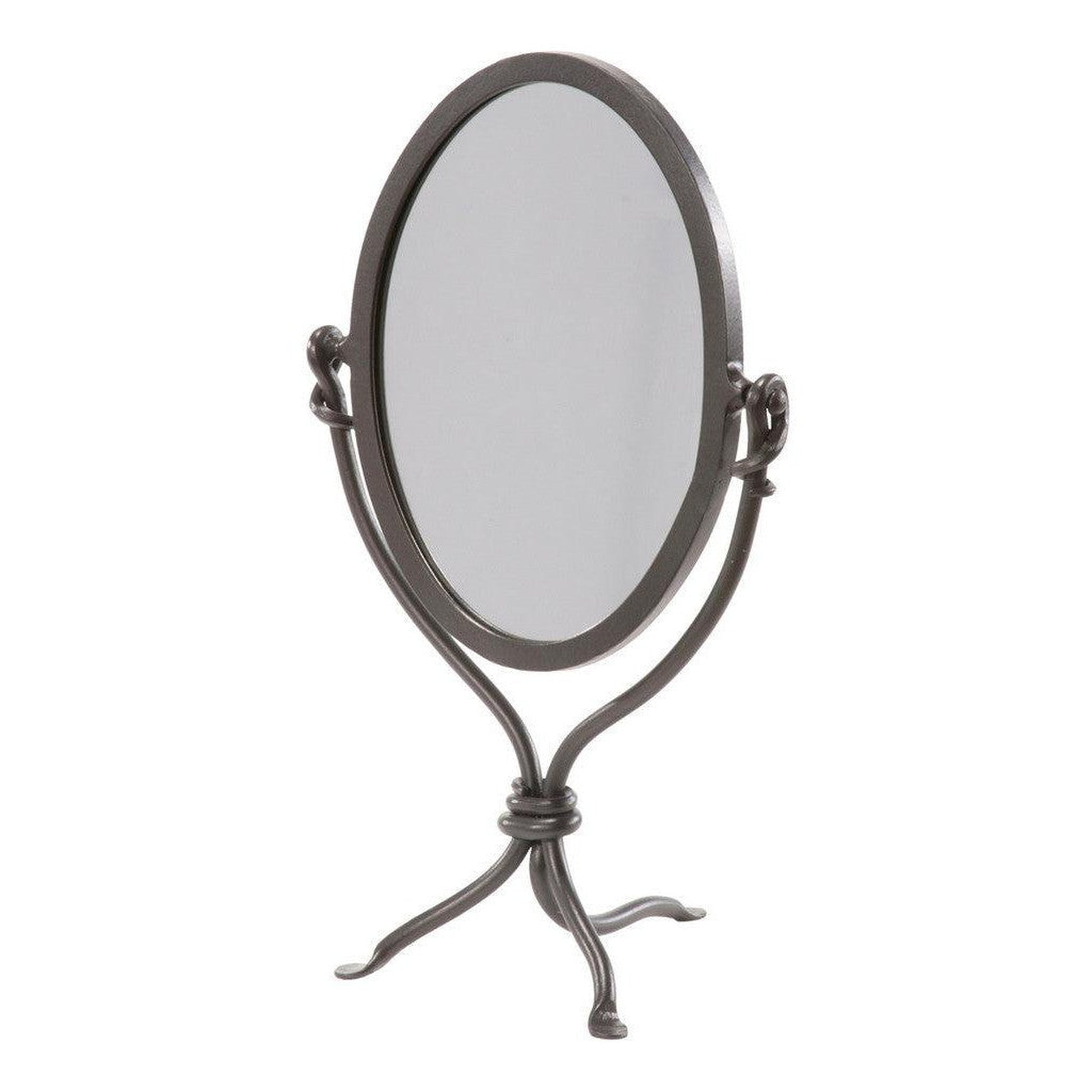 Stone County Ironworks Queensbury 22" Chalk White Iron Standing Mirror With Pewter Iron Accent