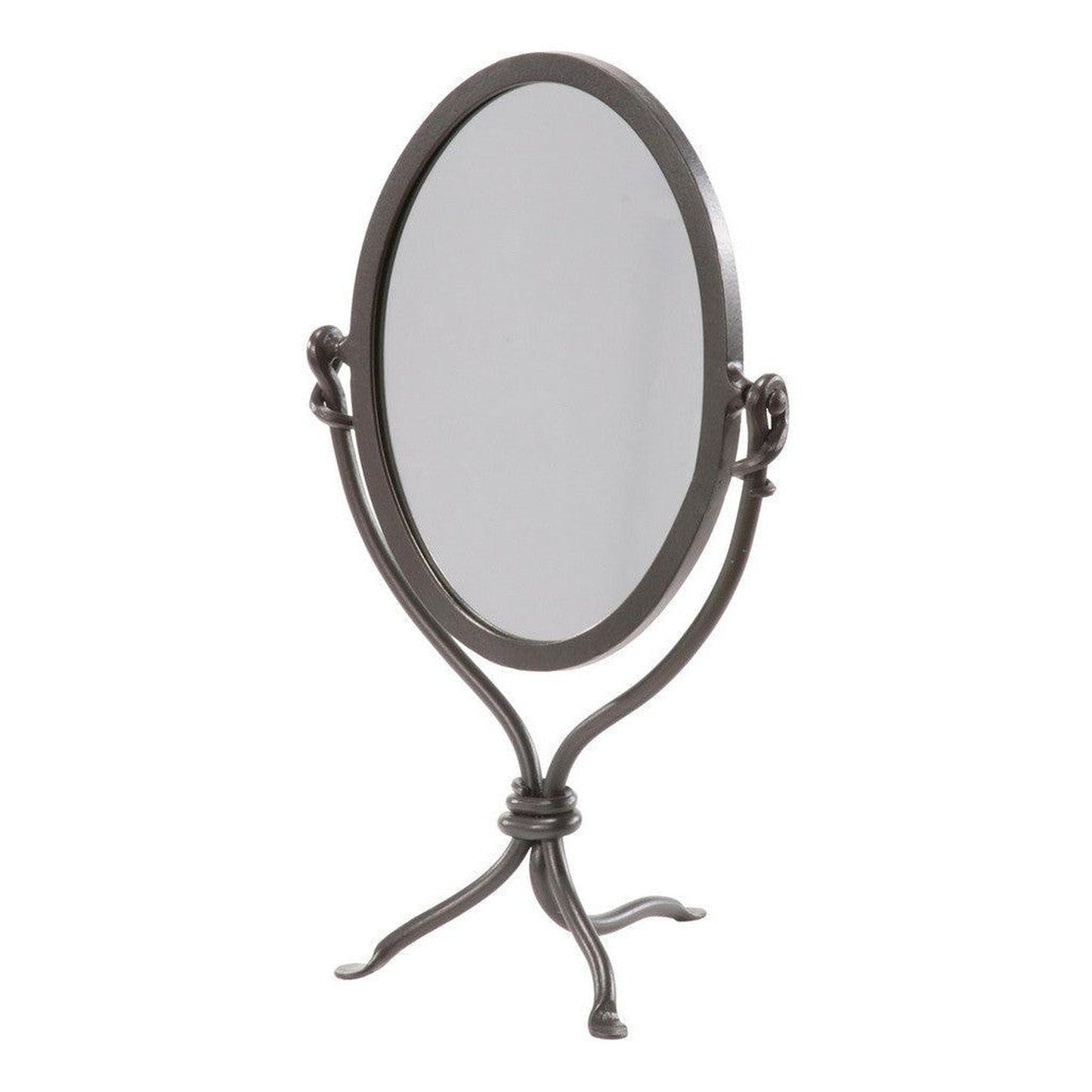 Stone County Ironworks Queensbury 22" Satin Black Iron Standing Mirror With Copper Iron Accent